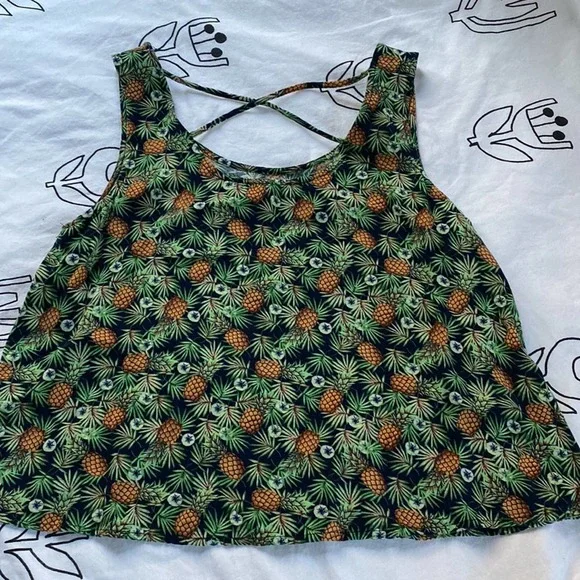MINE Pineapple Green Tank Top Size S - Picture 7 of 7